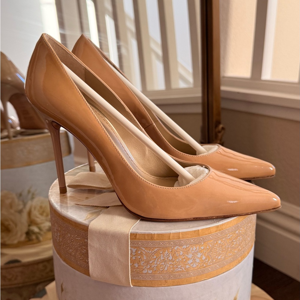 Stuart Weitzman Tan NOUVEAU Stiletto patent Heels